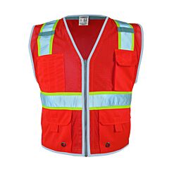 Kishigo 1710 Premium Brilliant Series Heavy Duty Vest, Class 2, Fluorescent Red
