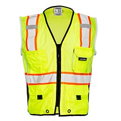 Kishigo 1513 Premium Black Series Heavy Duty Safety Vest, Class 2, Lime