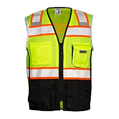 Kishigo 1515 Premium Black Series Black Bottom Safety Vest, Class 2, Lime