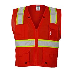 Kishigo B103 Multi Pocket Mesh Vest, Enhanced Visibility, Red/ Lime