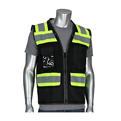 Pip 302-0800D-Bk Ansi Type O Class 1 Mesh Surveyors Vest, Black