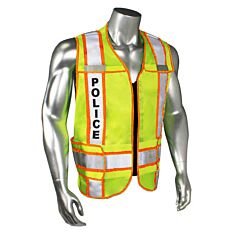 Radians Lhv-207-Og-Pol-R Police Safety Vest, Lime Green With Orange Trim