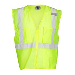 Kishigo 1085 3 Pocket Zipper Mesh Vest, Class 2, Lime