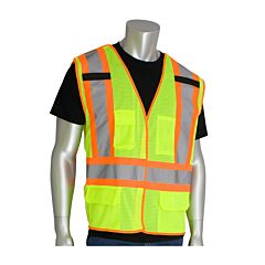 Pip 302-0212 Ansi Type R Class 2 Two-Tone Five Pocket Breakaway Mesh Vest