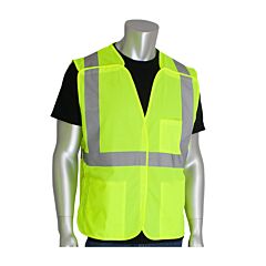 Pip 302-5Pv Ansi Type R Class 2 Solid Breakaway Vest, 3 Pockets, Hi-Vis