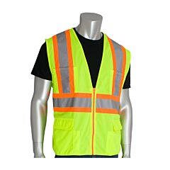 Pip 302-Map Ansi Type R Class 2 Premium Solid Surveyors Vest, Two-Tone, 11 Pockets, Hi-Vis