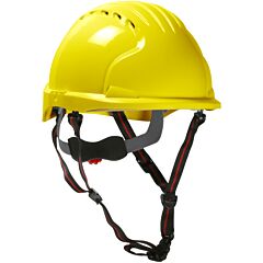 Pip 280-Ev6151Sv-Ch-20 Jsp Vented, Short Brim Safety Helmet With Hdpe Shell, 4-Point Chinstrap, 6-Point Ratchet Suspension, Yellow