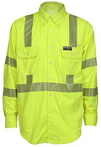 Mcr Safety Sbs1027Xlt Summit Breeze Class 3 Flame Resistant (Fr) Long Sleeve Shirt, Lime, Size X-Large/Tall