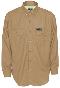 Mcr Safety Sbs1003L Summit Breeze Flame Resistant (Fr) Long Sleeve Shirt, Tan, Size Large