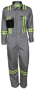 Mcr Safety Sbc203154T Summit Breeze Flame Resistant (Fr) Coveralls, Reflective Stripes, Cat 2, Gray, Size 54 Tall