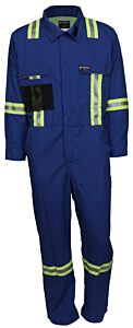 Mcr Safety Sbc203550 Summit Breeze Flame Resistant (Fr) Coveralls, Reflective Stripes, Cat 2, Blue, Size 50 Regular