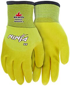 Mcr Safety N9690Hv Gloves, Ninja Ice Hi Vis, 7 Gauge Acrylic Terry Liner W/15 Gauge Hi Vis Lime Nylon Shell, Hi Vis Lime Hpt Over-The-Knuckle Dipped, Pack Of 12 Pairs