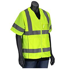 Pip 303-0313-Ly/L R3 Women'S Fit Solid Vest, Mesh Sleeves, 3 Pockets, Adjustable Waist, Zipper, Yellow, Size Large