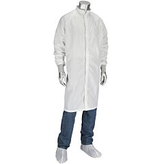 Uniform Technology Cfrzc-16Wh-5Pk-3Xl White Frock With Raglan Sleeve And Knit Cuff Zip Opening, Size 3X-Large