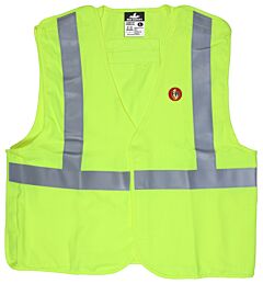 Mcr Safety Frmbcl2L Safety Vest, Class 2, Fr Solid Modacrylic Fabric, 2" Reflexite Silver Stripe, Break Away, Lime
