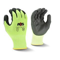 Radians Rwg558 Axis Gloves Ansi Cut Level A7 13 Gauge Hi-Viz Yellow Hppe With Black Pu Palm