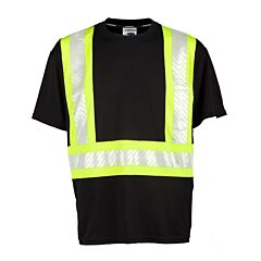 Kishigo B200 Contrast T-Shirt, Class 1, Enhanced Visibility, Black/Lime