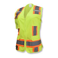 Radians Sv6Wg3X Safety Vest Zip Front, 6 Pockets, 2 Mic Tabs, Contrast Stripe Trim, 2" Reflective Silver Tape, 1 Horizontal Stripe, Knit Front/Mesh Back Hi-Vis Green, Size 3X-Large
