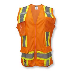 Radians Sv6Wo2X Safety Vest Zip Front, 6 Pockets, 2 Mic Tabs, Contrast Stripe Trim, 2" Reflective Silver Tape, 1 Horizontal Stripe, Knit Front/Mesh Back Hi-Vis Orange, Size 2X-Large