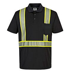 Portwest F140 Iona Plus Polo Shirt, Short Sleeve, Black, Size Large