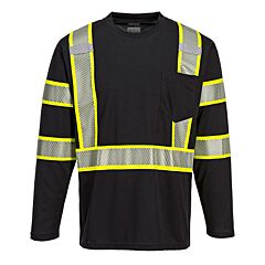 Portwest S346 Iona Plus T-Shirt, Long Sleeve, Black, Size 3X-Large