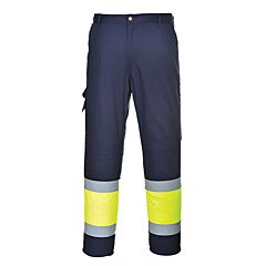 Portwest E049 Hi-Vis Two-Tone Pants, Class E, Yellow/Navy, Size X-Large