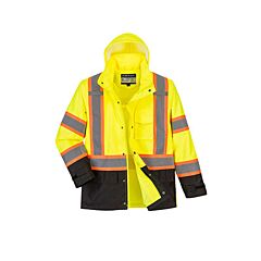 Portwest Us361 Two Tone Black Bottom Rain Jacket, Class 3, Yellow, Size 6X-Large