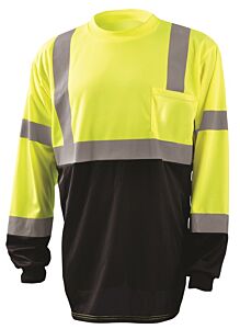 Occunomix Lux-Lsetpbk Long Sleeve Wicking Birdseye Black Bottom T-Shirt, Birdseye, Class 3