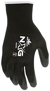 Mcr Safety 9669 Gloves, "Memphis", 13 Gauge Black Nylon Shell, Black Pu