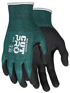 Mcr Safety 9678 Cutpro Gloves, 18 Gauge, Green Hppe/Synthetic Shell, Black Nitrile Foam Palm/Fingers, Reinforced Thumb