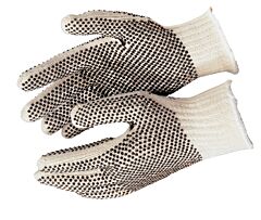 Mcr Safety 9660 Gloves, Regular Weight, Cotton/Polyester, Pvc Dots 2-Sides, Natural