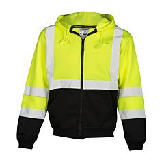 Kishigo Js102 Hoodie Sweatshirt With Zipper, Lime, Class 3