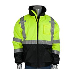 Pip 333-1740 Ansi Type R Class 3 Value Bomber Jacket, Black Bottom, Hi Vis
