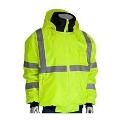 Pip 333-1762 Ansi Type R Class 3 Value Bomber Jacket With Zip-Out Fleece Liner, Hi-Vis