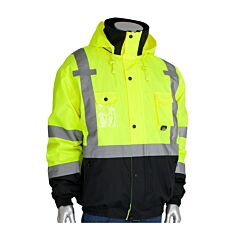 Pip 333-1770 Ansi Type R Class 3 Rip Stop Premium Plus Bomber Jacket With Zip-Out Fleece Liner And "D" Ring Access, Hi Vis