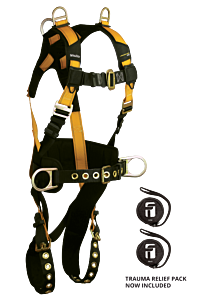 Falltech 7034 Journeyman Flex Construction Harness, Belted Retrieval Fbh Steel 3D, Sd Tb Legs Mb Chest