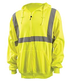 Occunomix Lux-Swtlhz Lightweight Hooded Sweatshirt W/Zipper, Solid, Yellow, Class 2