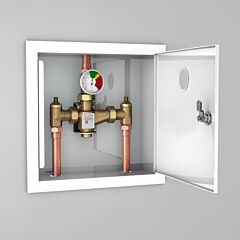 Guardian G6023 Mixing Valve, 13 Gpm, Lead Free, Recess Mounted Powder Coated Steel Cabinet