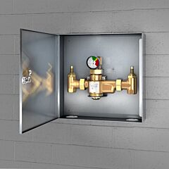 Guardian G6042 Mixing Valve, 50 Gpm, Lead Free, Surface Mounted Stainless Steel Cabinet