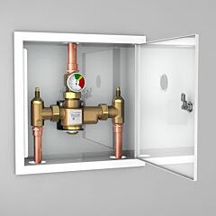 Guardian G6043 Mixing Valve, 50 Gpm, Lead Free, Recess Mounted Powder Coated Steel Cabinet