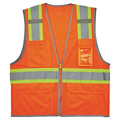 Ergodyne 24575 Glowear 8246Z-S Two-Tone Mesh Vest Type R Class 2, Orange, Size X-Large