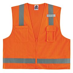 Ergodyne 24512 Glowear 8249Z-S Economy Surveyors Vest Class 2, Orange, Size Small