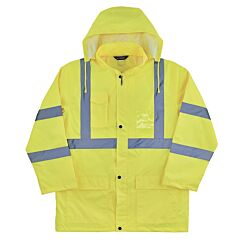 Ergodyne 24334 Glowear 8366 Lightweight Hi-Vis Rain Jacket, Type R, Class 3, Lime, Size Large