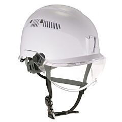 Ergodyne 60219 Skullerz 8975V Class C Safety Helmet With Visor, White, Anti-Fog Clear Lens