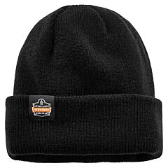 Ergodyne 16801 N-Ferno 6811Z Rib Knit Hat With Zipper For Bump Cap Insert, Black