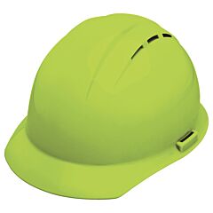 Erb 19250 Americana Hard Hat Vented With Accessory Slots And 4-Point Slide-Lock Suspension, Hi-Viz Lime