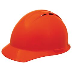 Erb 19255 Americana Hard Hat Vented With Accessory Slots And 4-Point Slide-Lock Suspension, Hi-Viz Orange