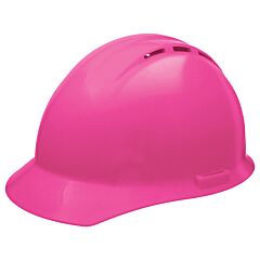 Erb 19453 Americana Hard Hat Vented With Accessory Slots And 4-Point Mega Ratchet Suspension, Hi-Viz Pink