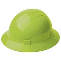 Erb 19200 Americana Full Brim Hard Hat With 4-Point Slide-Lock Suspension, Hi-Viz Lime