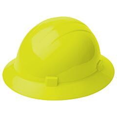 Erb 19228 Americana Full Brim Hard Hat With 4-Point Mega Ratchet Suspension, Hi-Viz Yellow